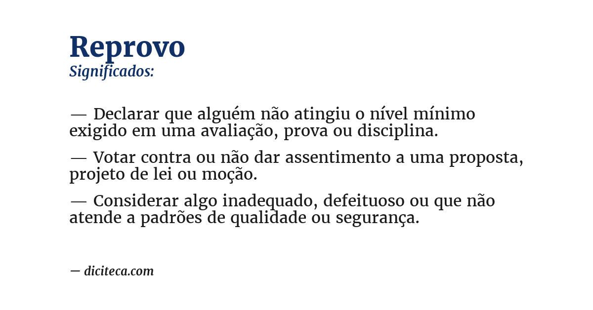 Significado de reprovo