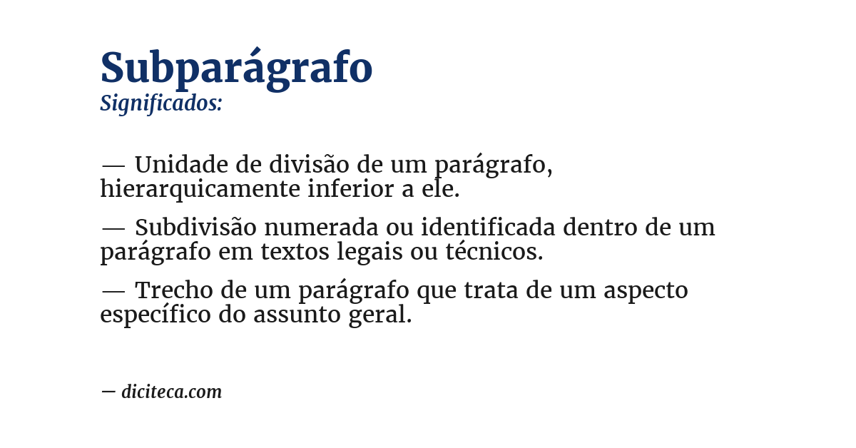 Significado de subparágrafo
