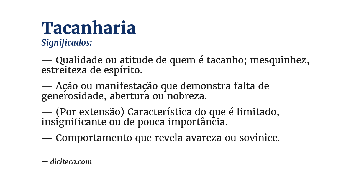 Significado de tacanharia
