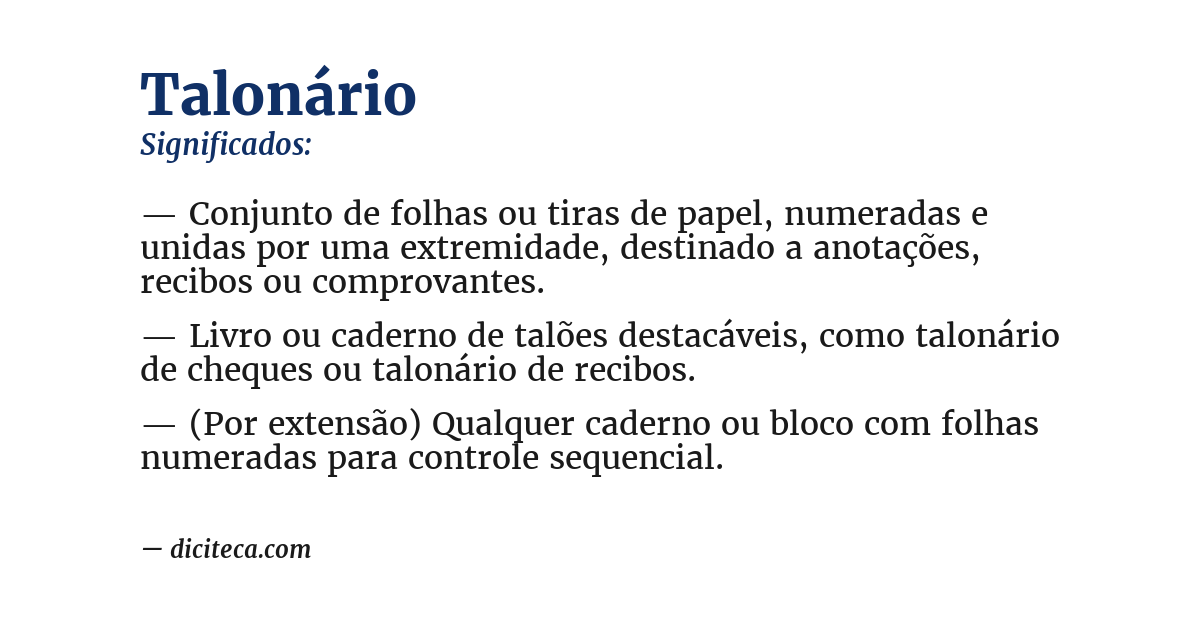 Significado de talonário