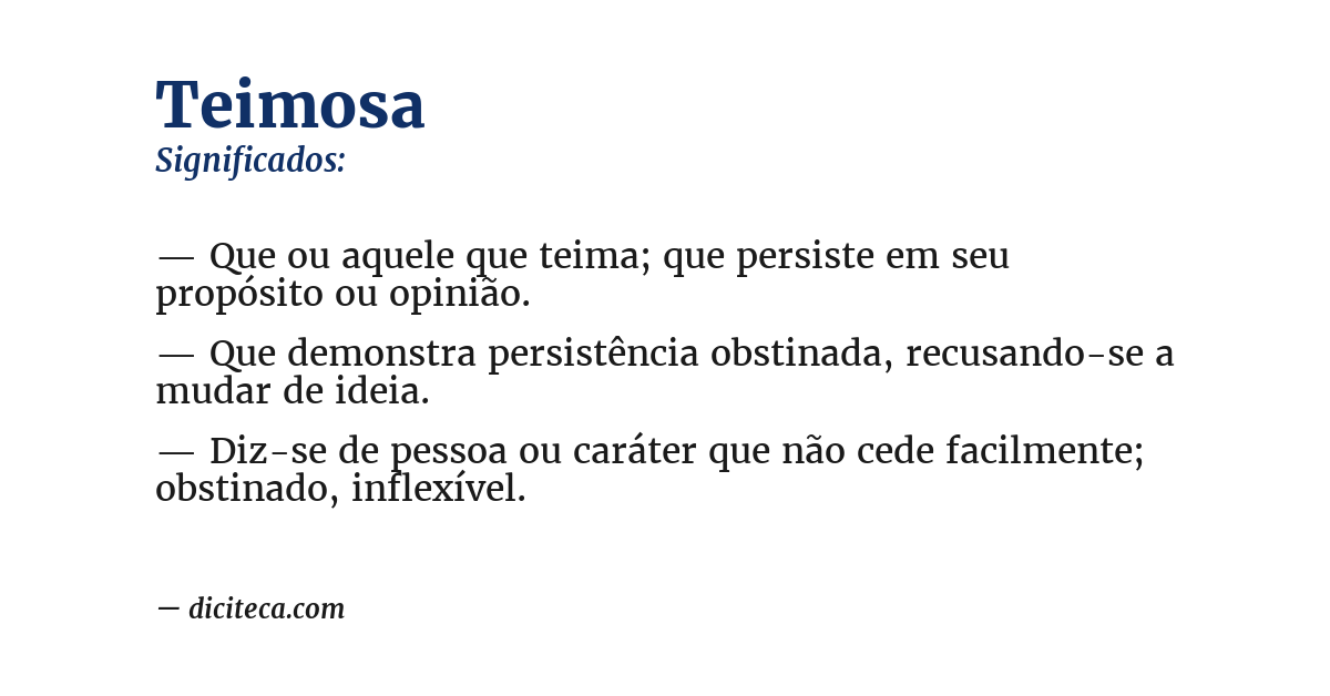 Significado de teimosa