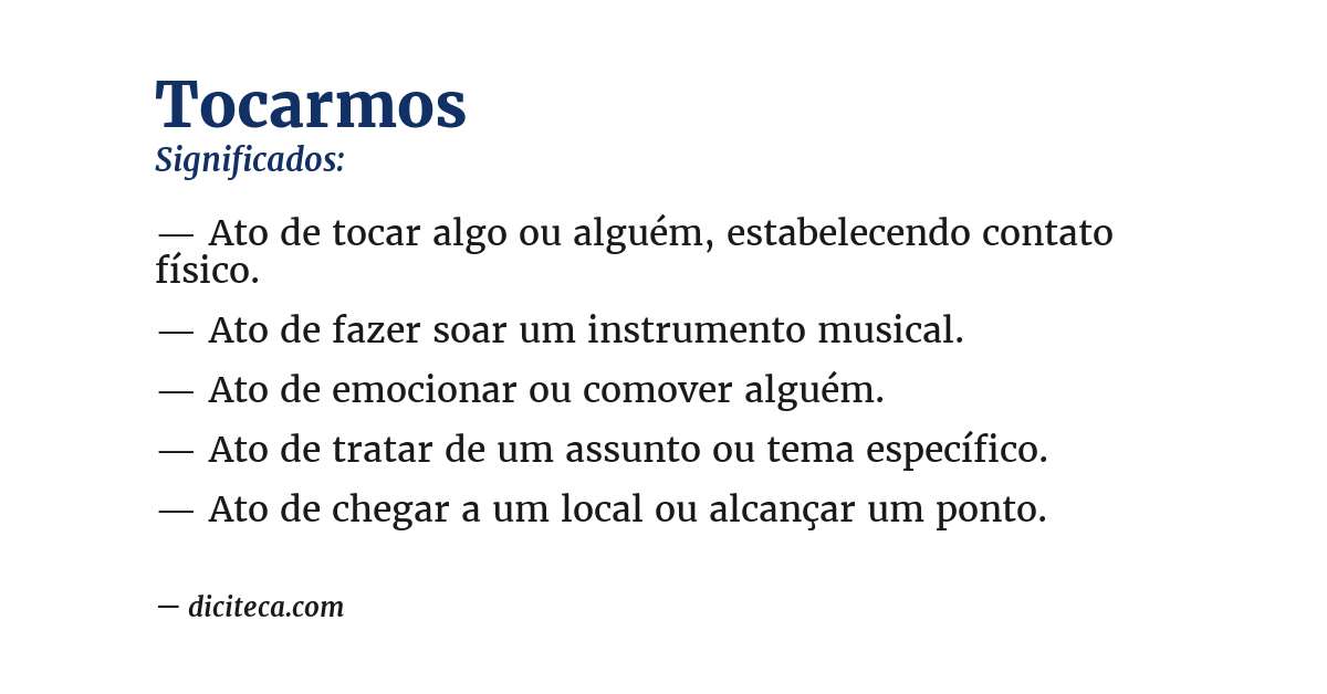 Significado de tocarmos