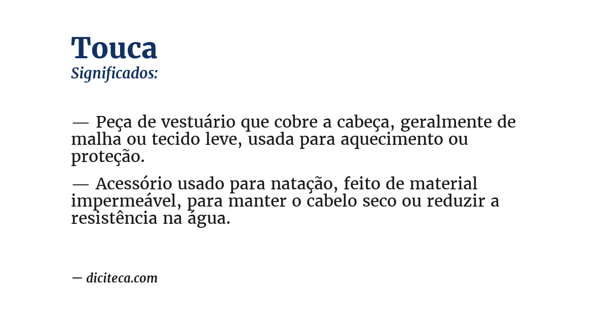 Significado de touca