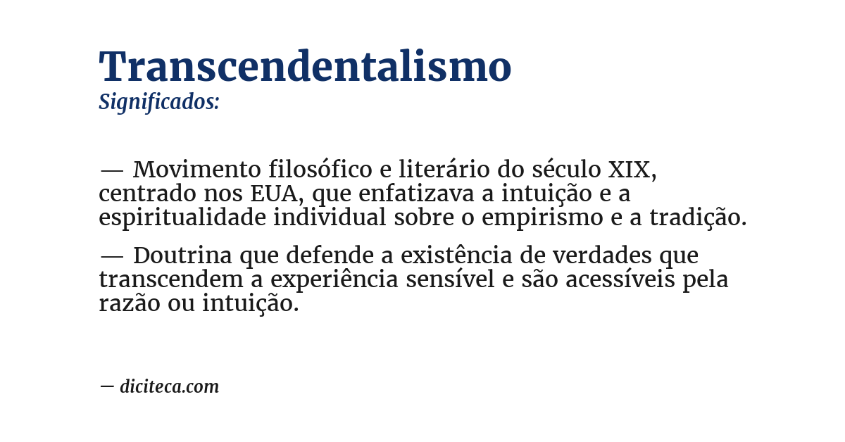 Significado de transcendentalismo