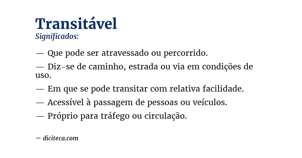 Significado de transitável