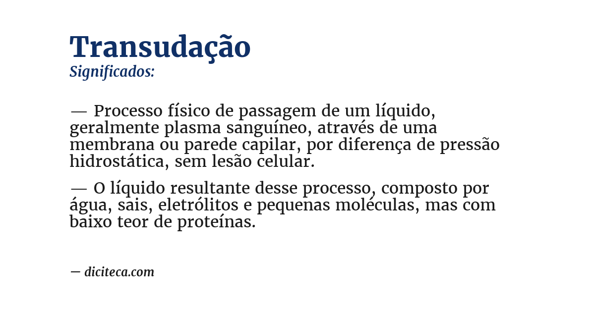 Significado de transudação