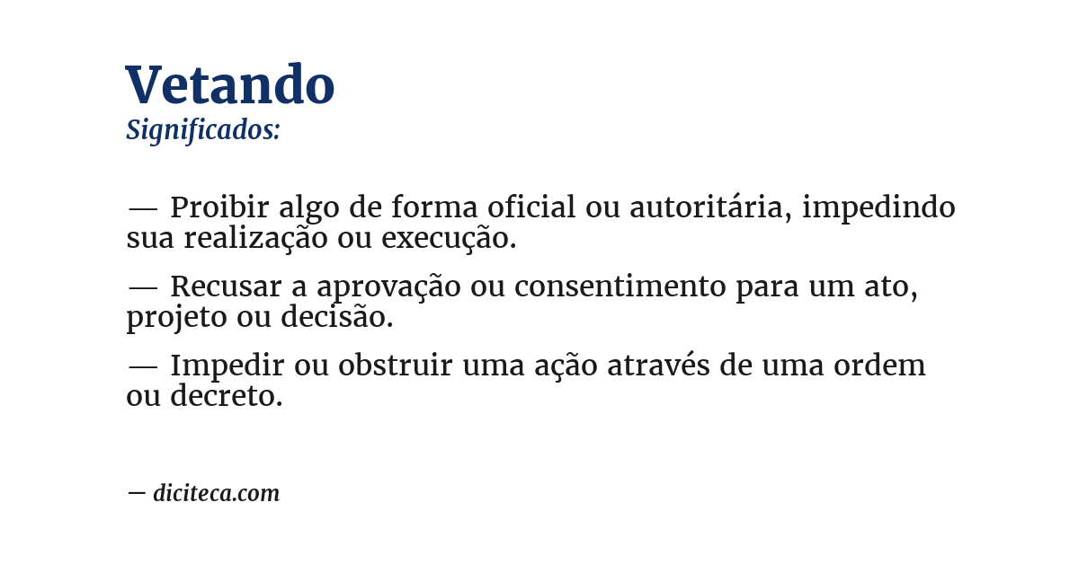 Significado de vetando