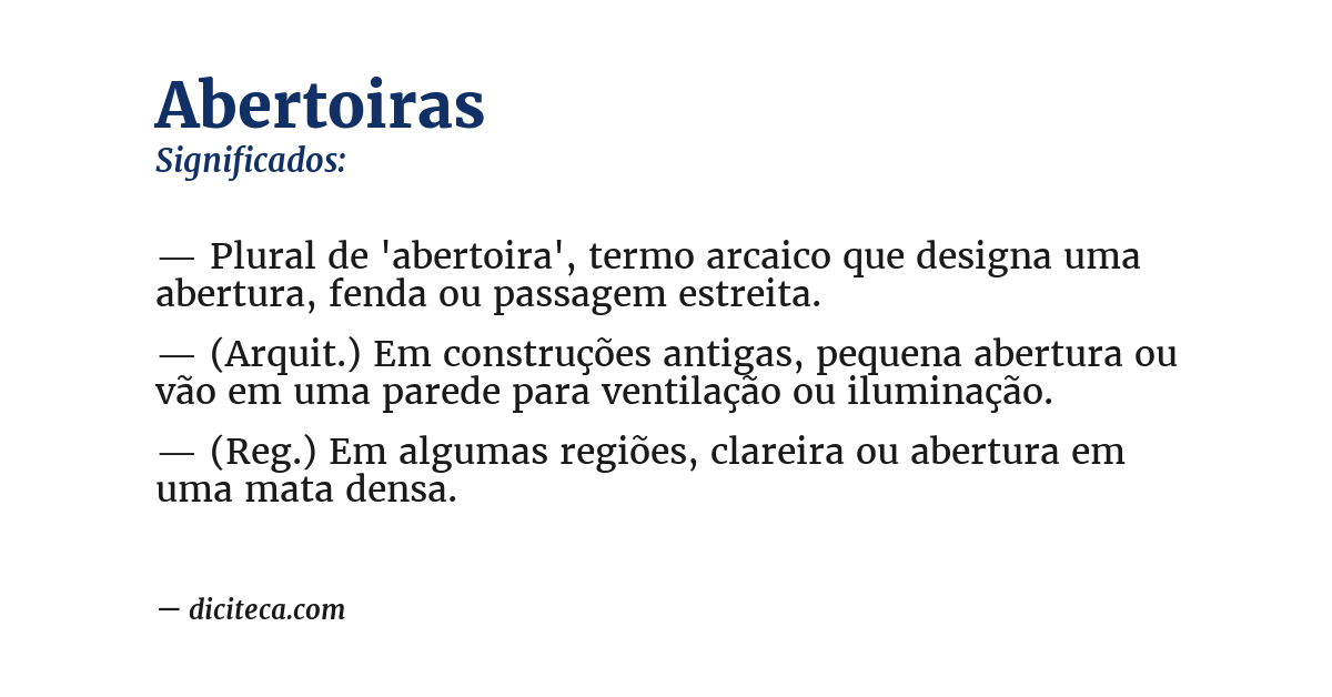 Significado de abertoiras