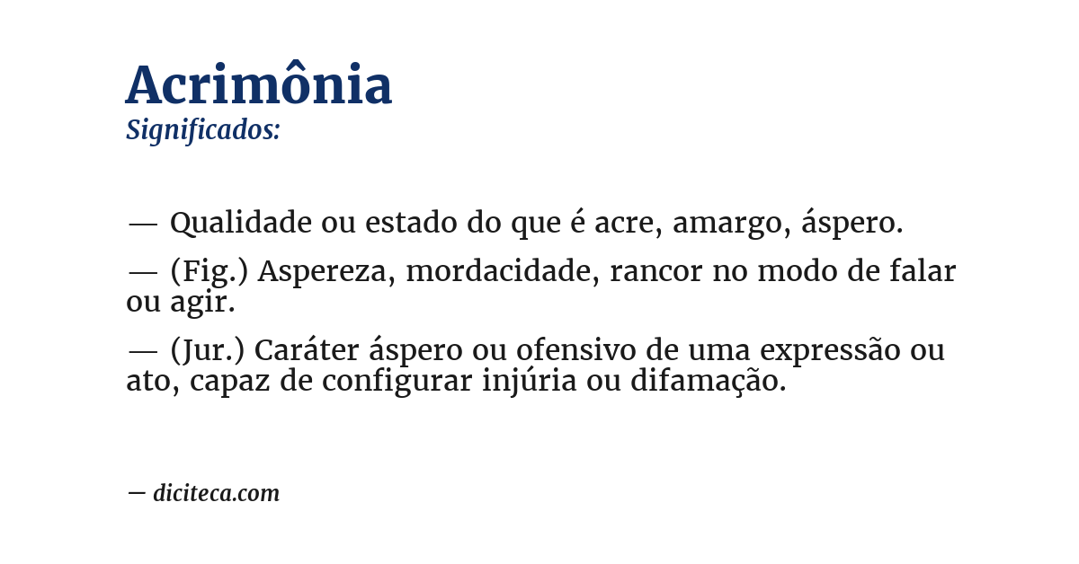 Significado de acrimônia
