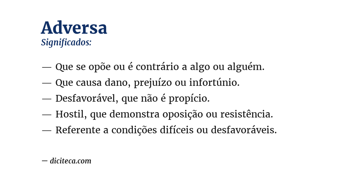 Significado de adversa