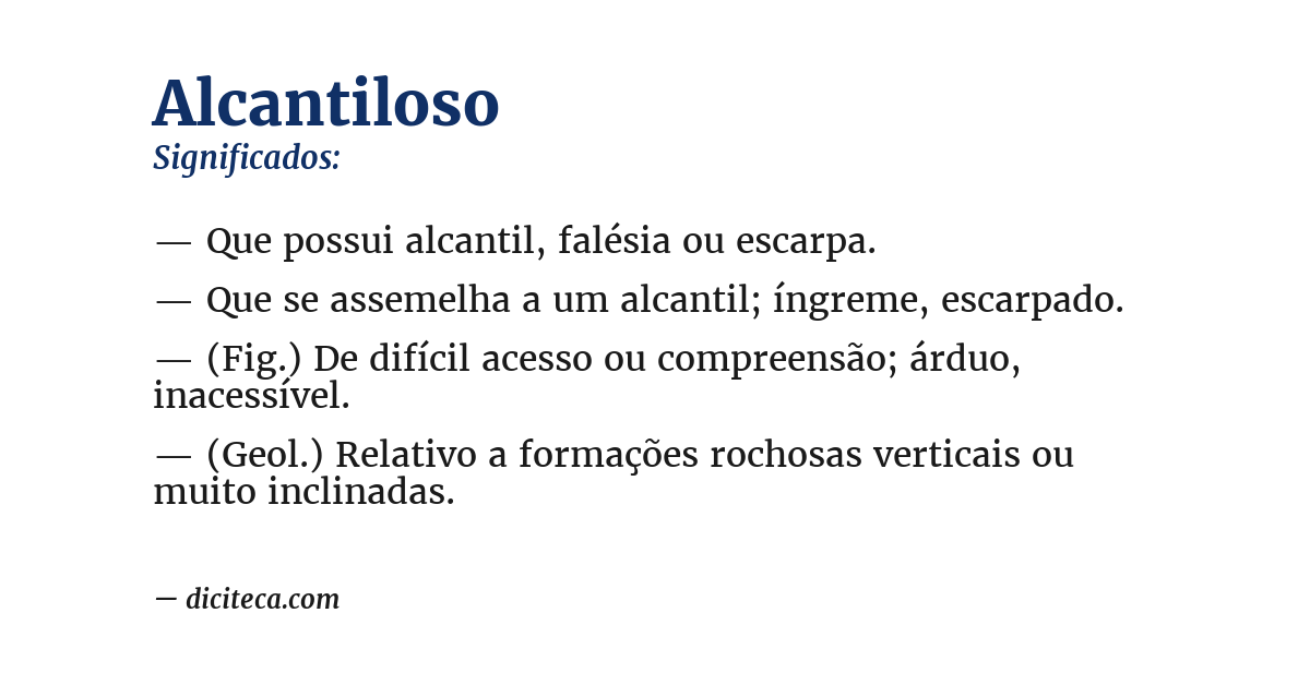 Significado de alcantiloso