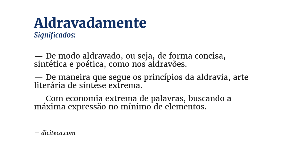 Significado de aldravadamente