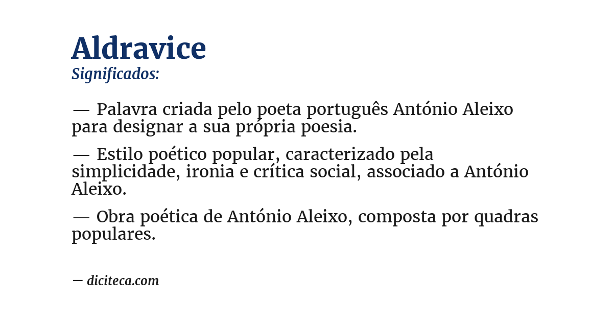 Significado de aldravice