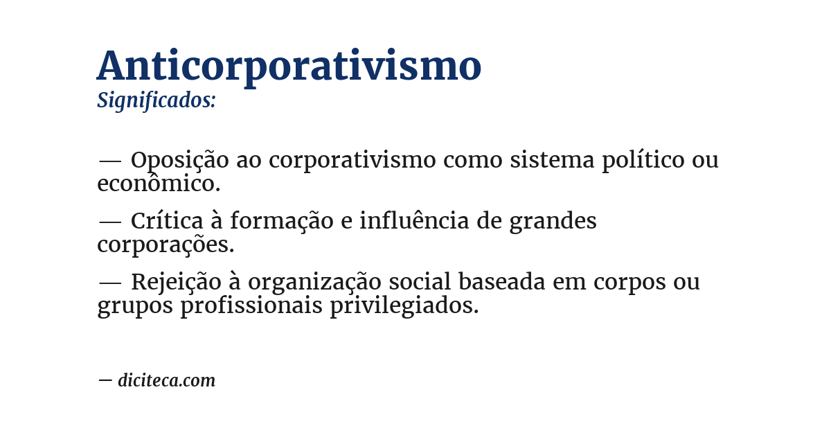 Significado de anticorporativismo