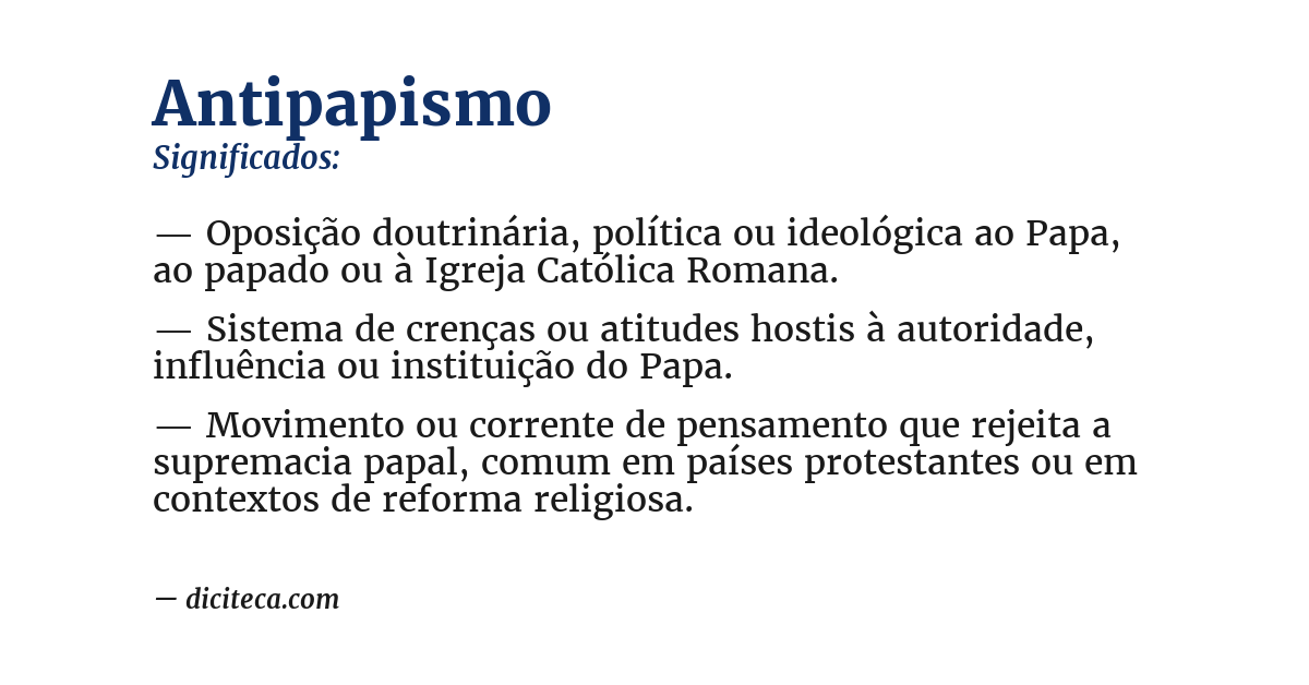 Significado de antipapismo
