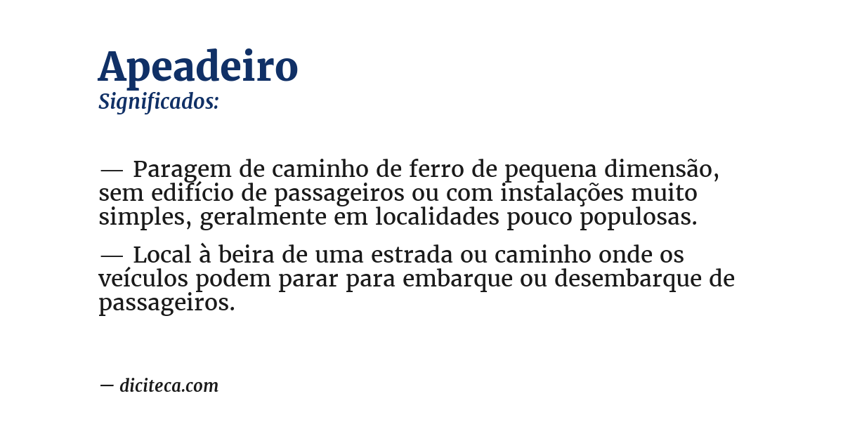 Significado de apeadeiro