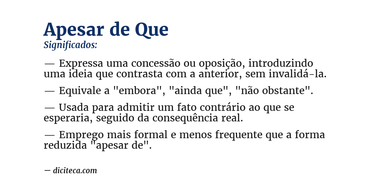 Significado de apesar de que
