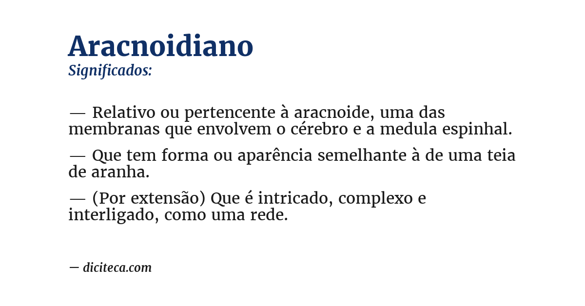 Significado de aracnoidiano