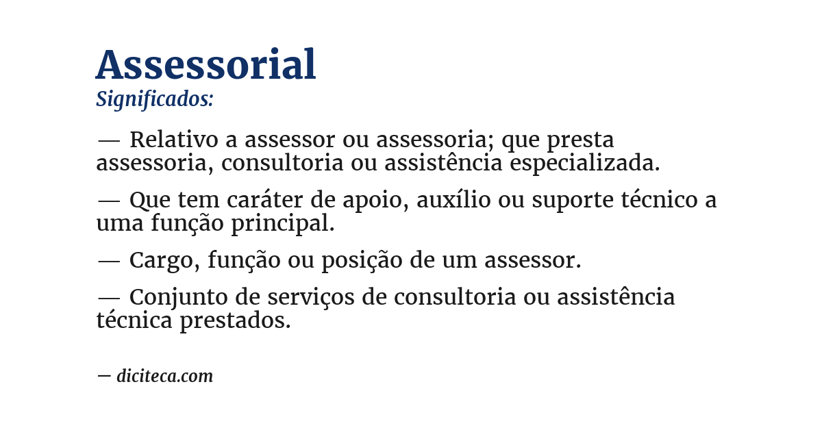 Significado de assessorial