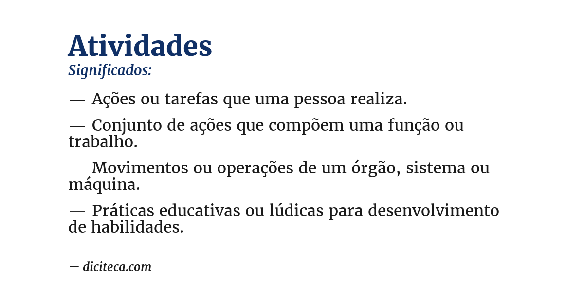 Significado de atividades