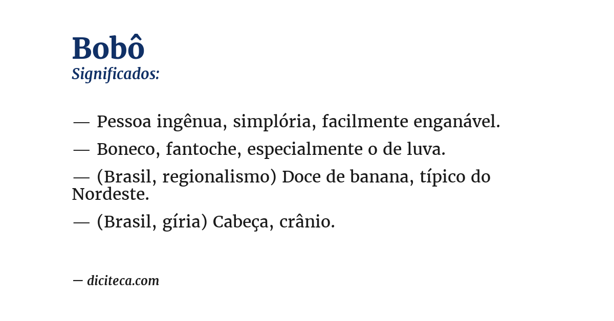 Significado de bobô