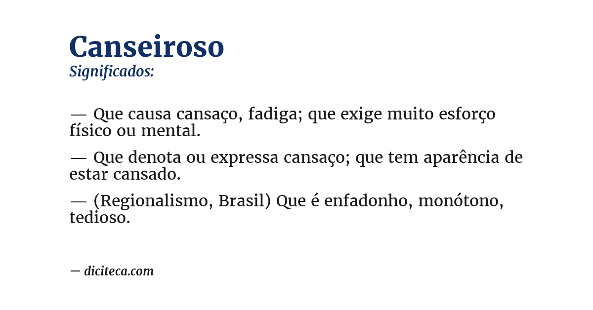 Significado de canseiroso