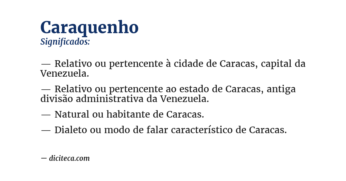 Significado de caraquenho