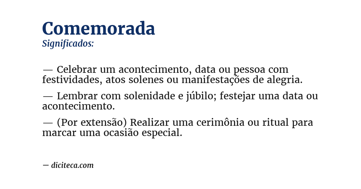 Significado de comemorada