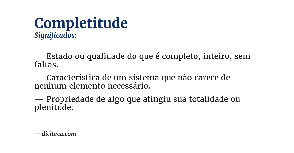 Significado de completitude