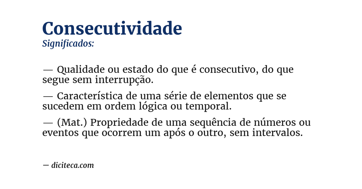 Significado de consecutividade