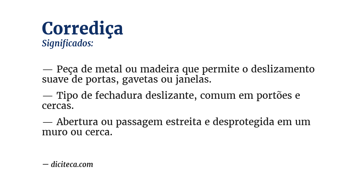 Significado de corrediça