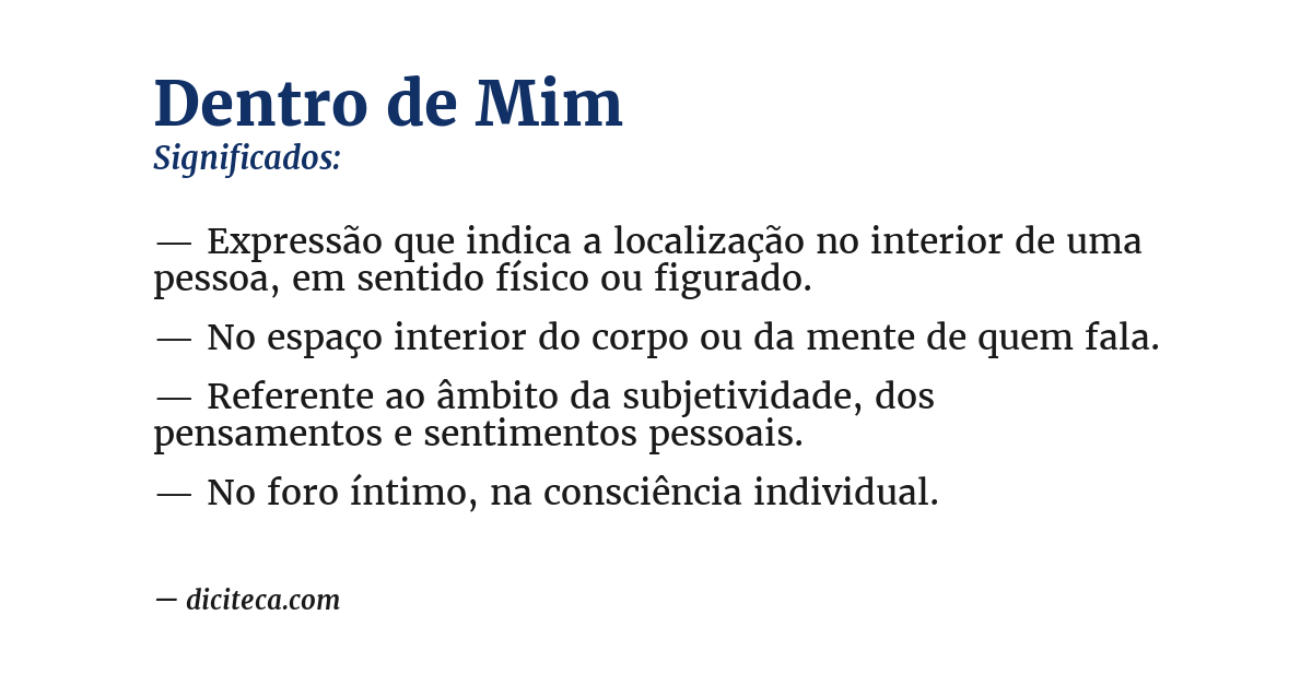 Significado de dentro de mim