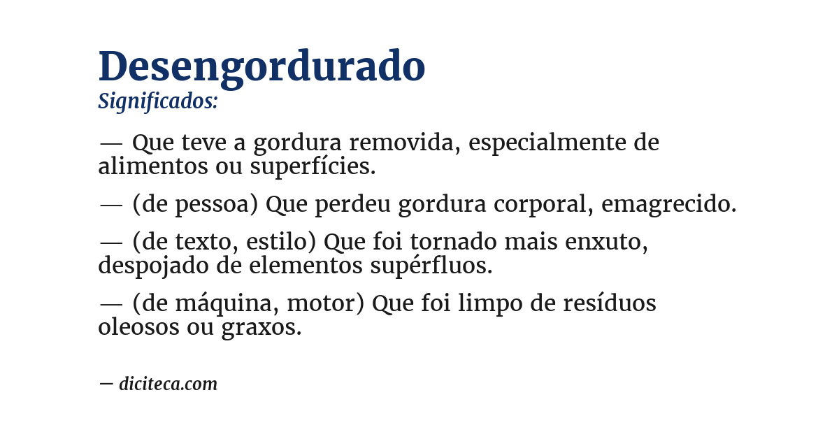 Significado de desengordurado