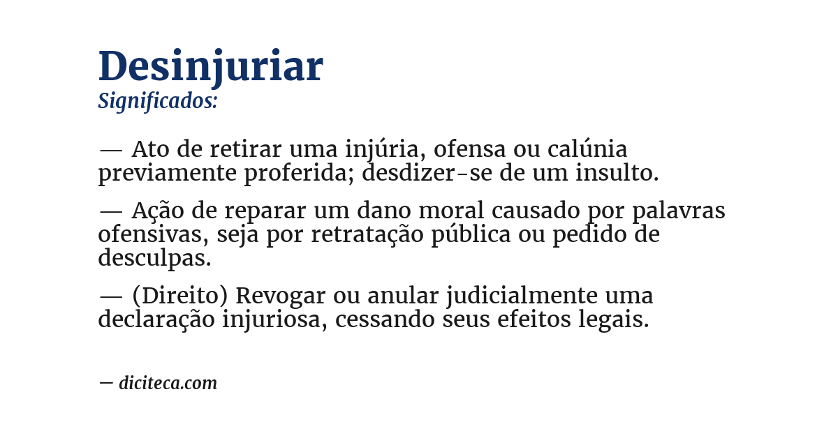 Significado de desinjuriar