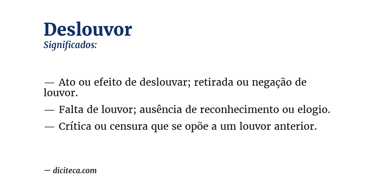 Significado de deslouvor