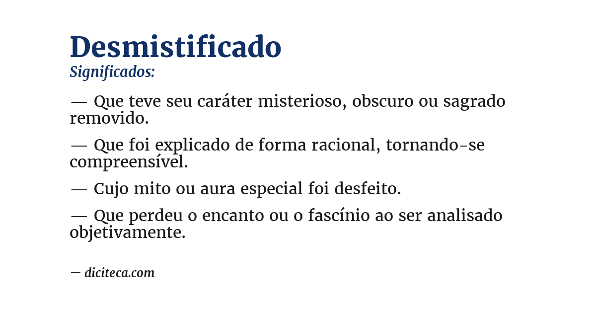 Significado de desmistificado