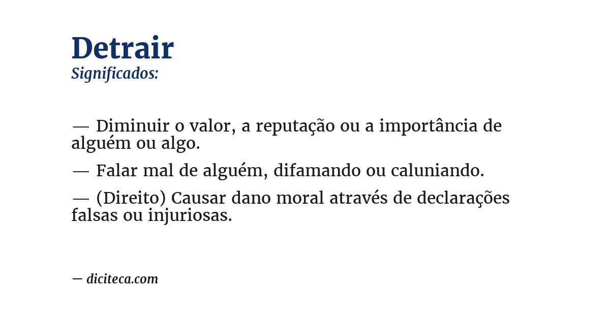 Significado de detrair