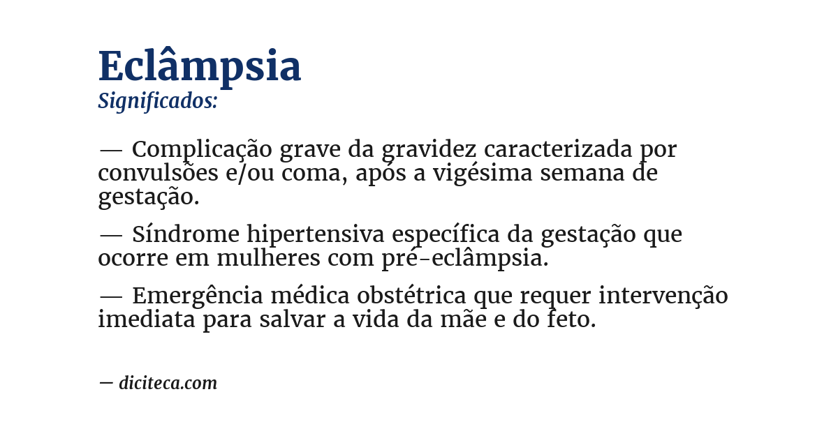 Significado de eclâmpsia