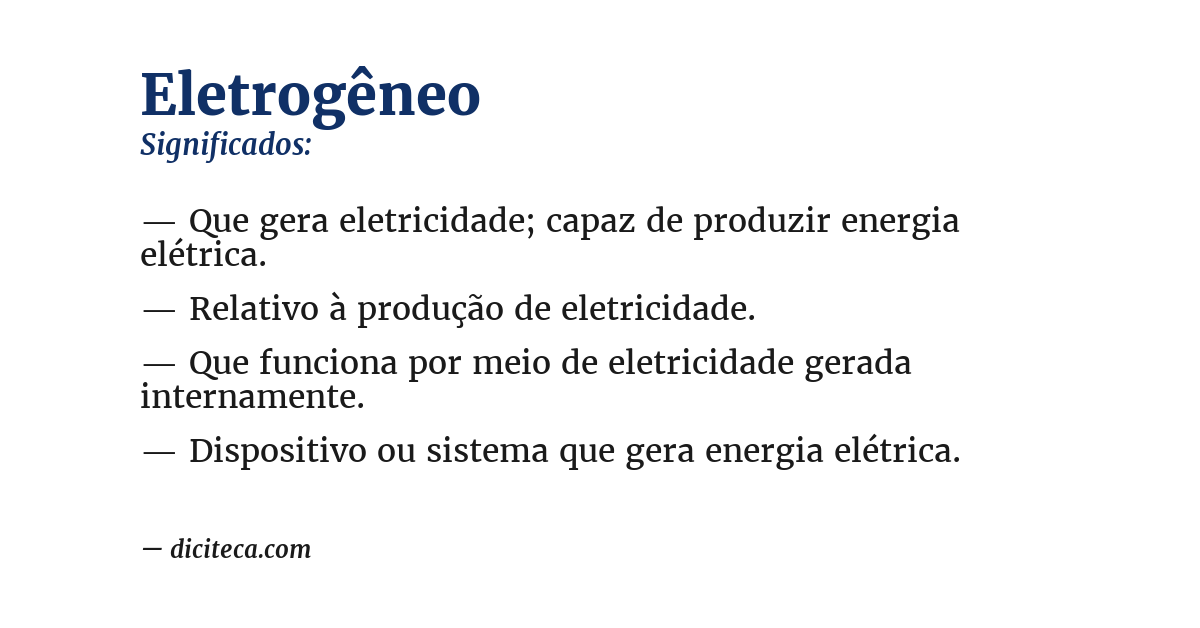 Significado de eletrogêneo