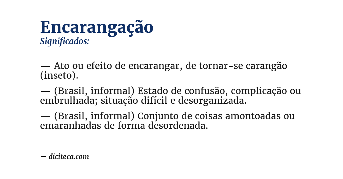 Significado de encarangação