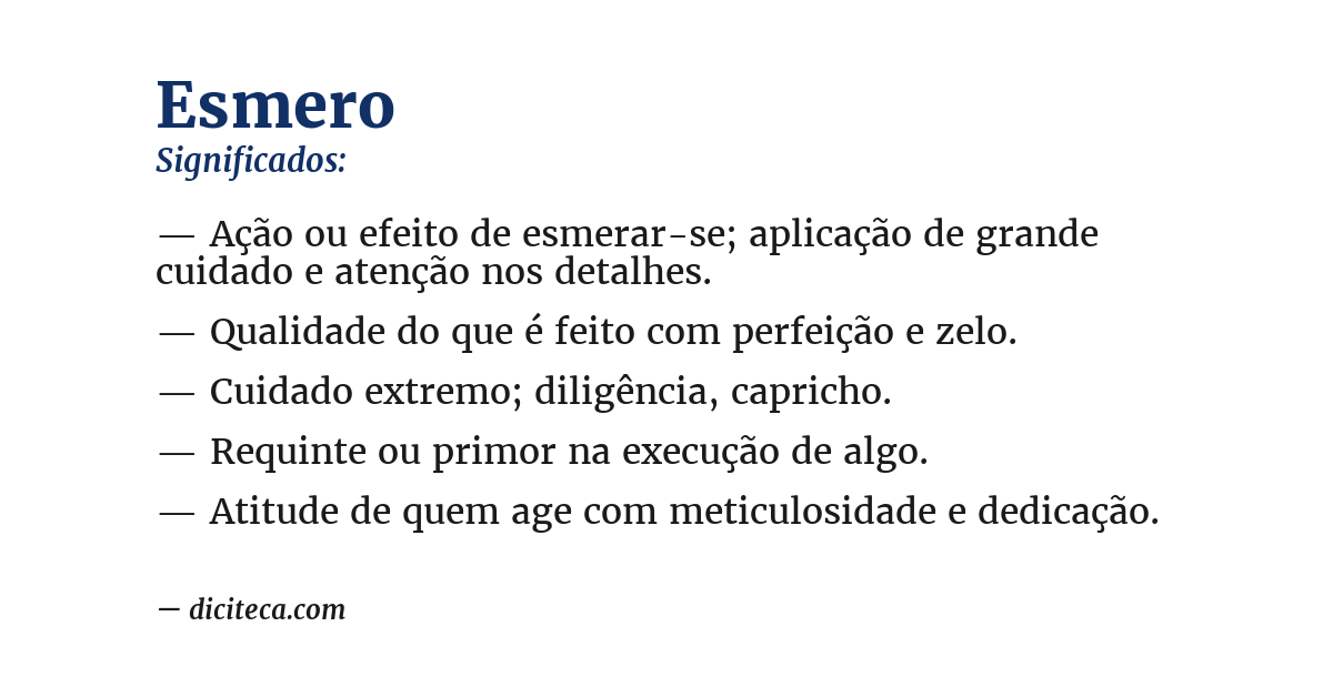 Significado de esmero