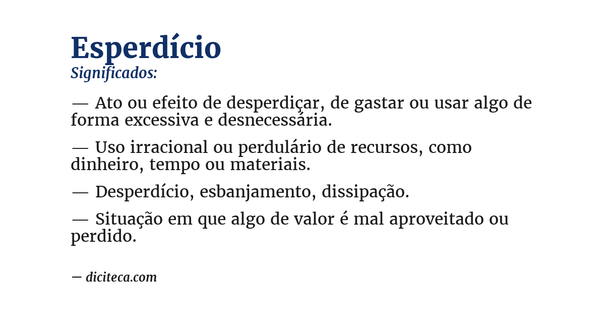 Significado de esperdício