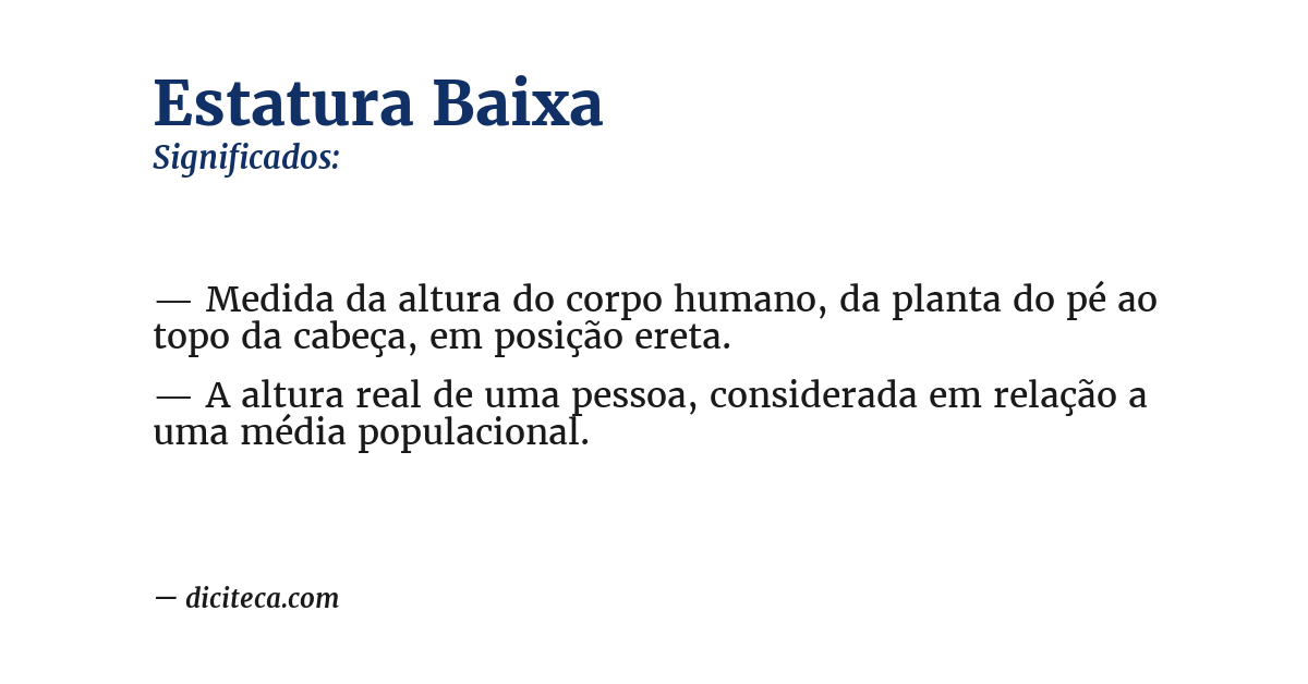 Significado de estatura baixa