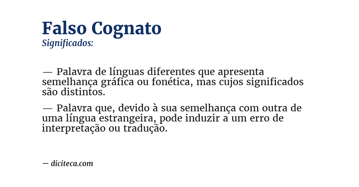 Significado de falso cognato