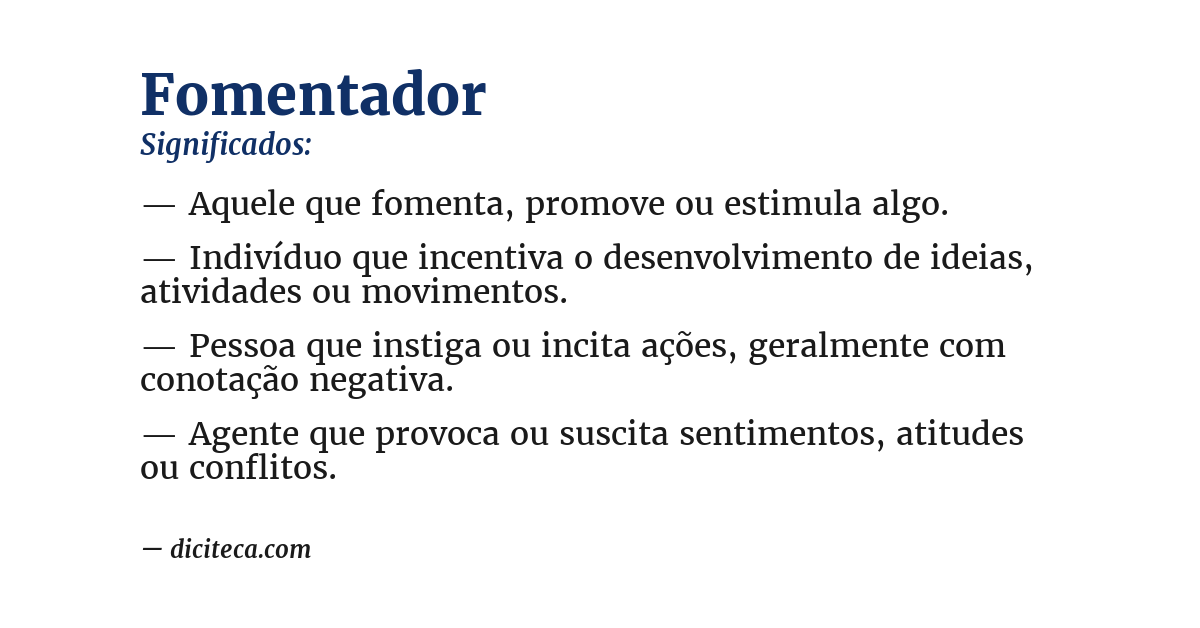 Significado de fomentador