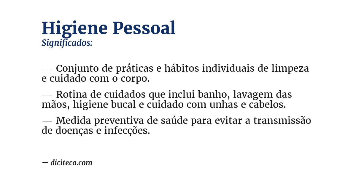 Significado de higiene pessoal