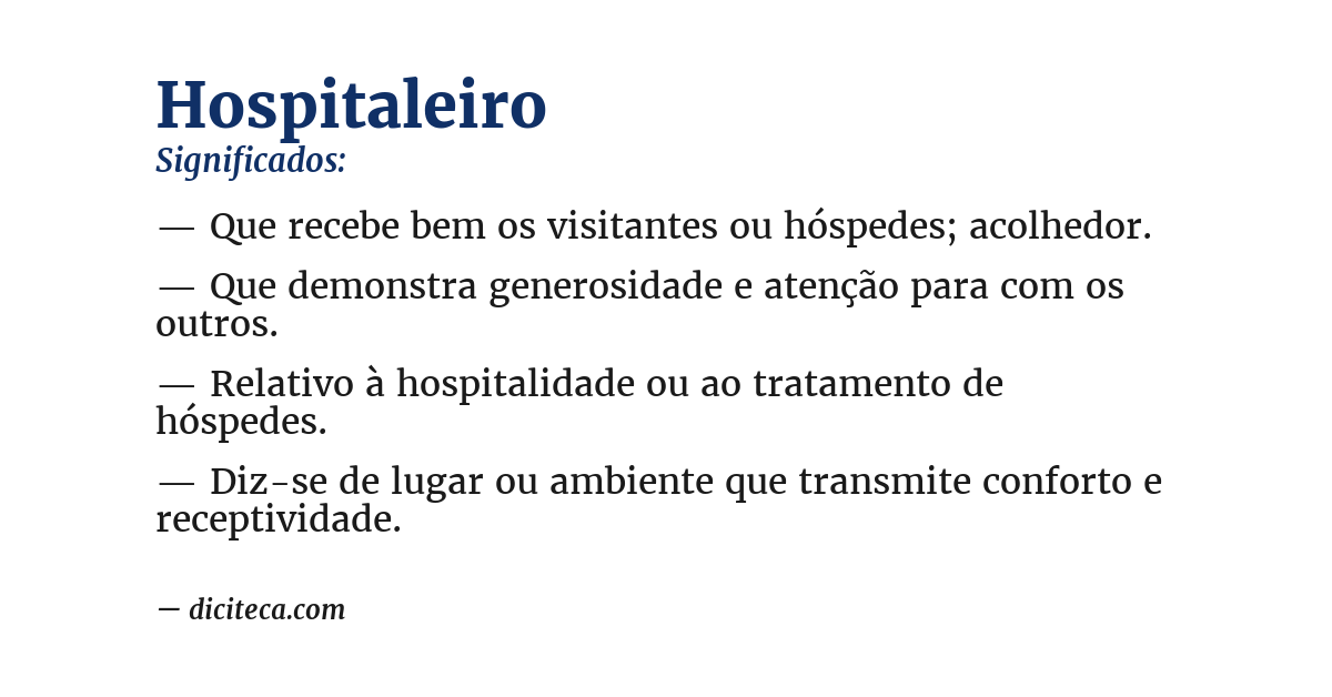 Significado de hospitaleiro