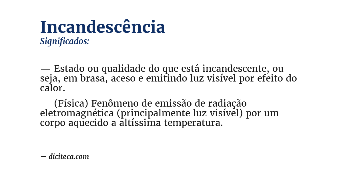 Significado de incandescência