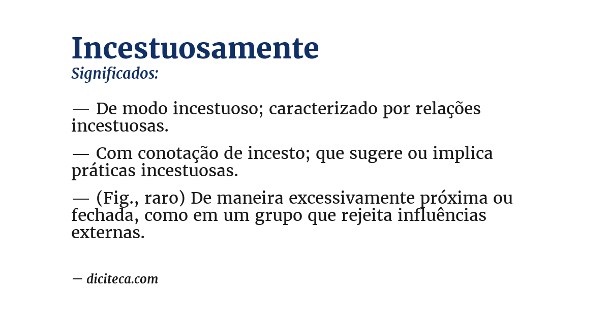Significado de incestuosamente