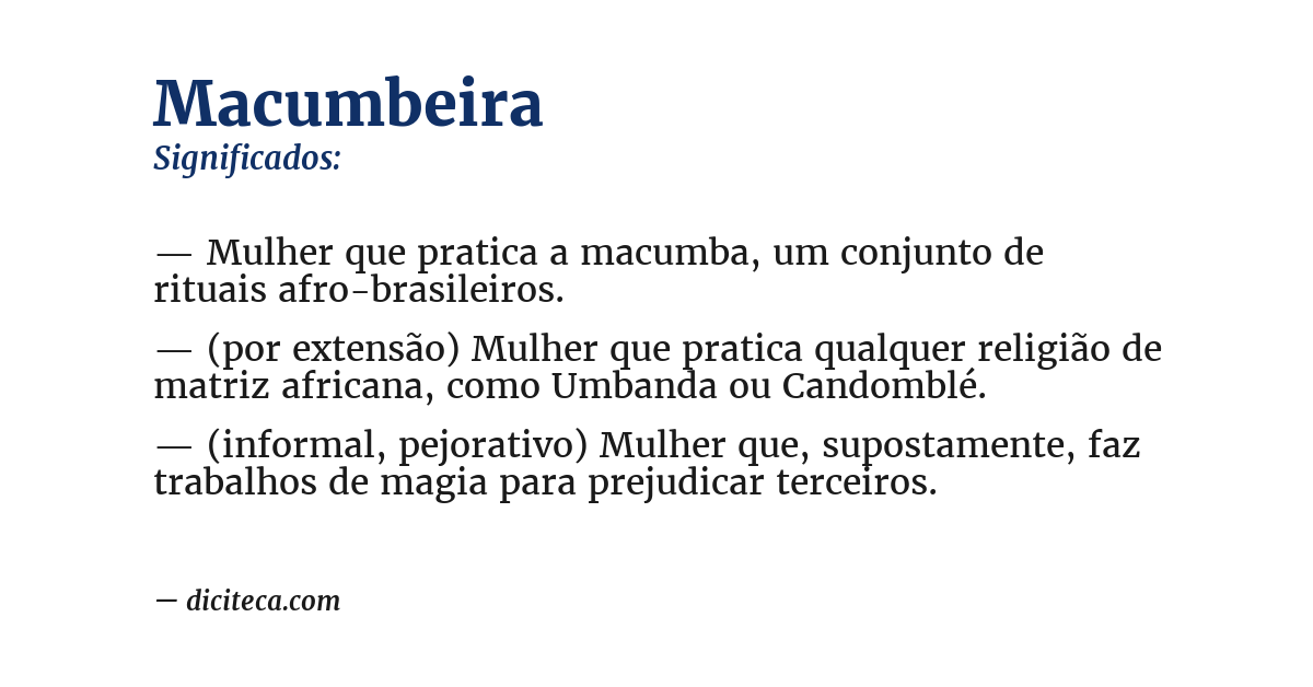Significado de macumbeira